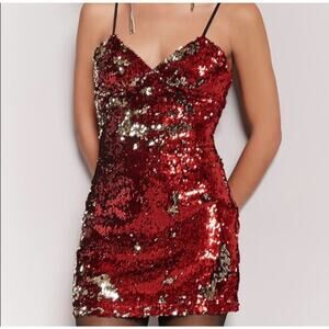 Forever 21 Reversible Sequin Mini Dress Gold/Red in Size S.